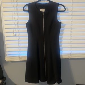 THEORY Black Sheath Dress. Zipper Front.